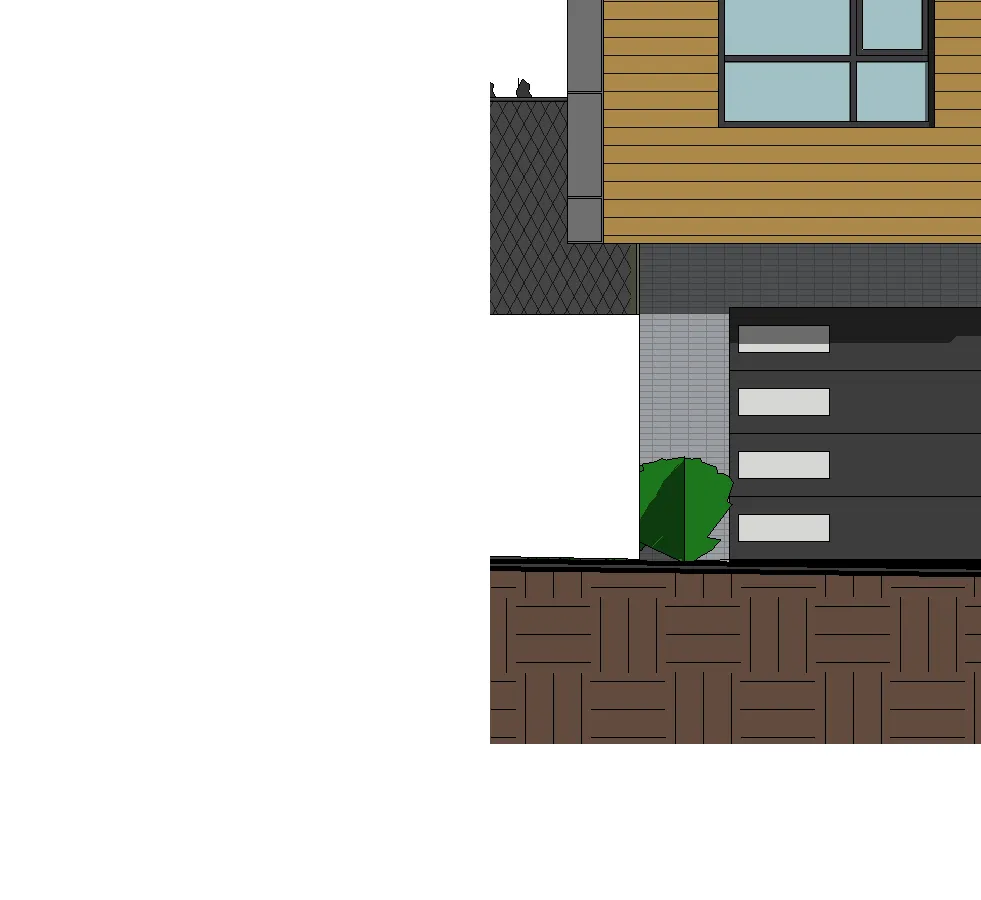 Ground level section detail showing landscaping and building base