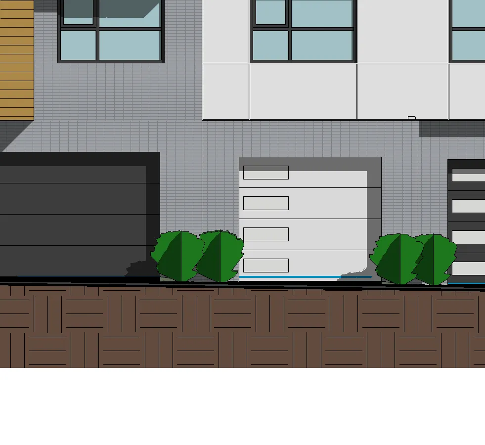Upper facade section detail showing balconies and windows