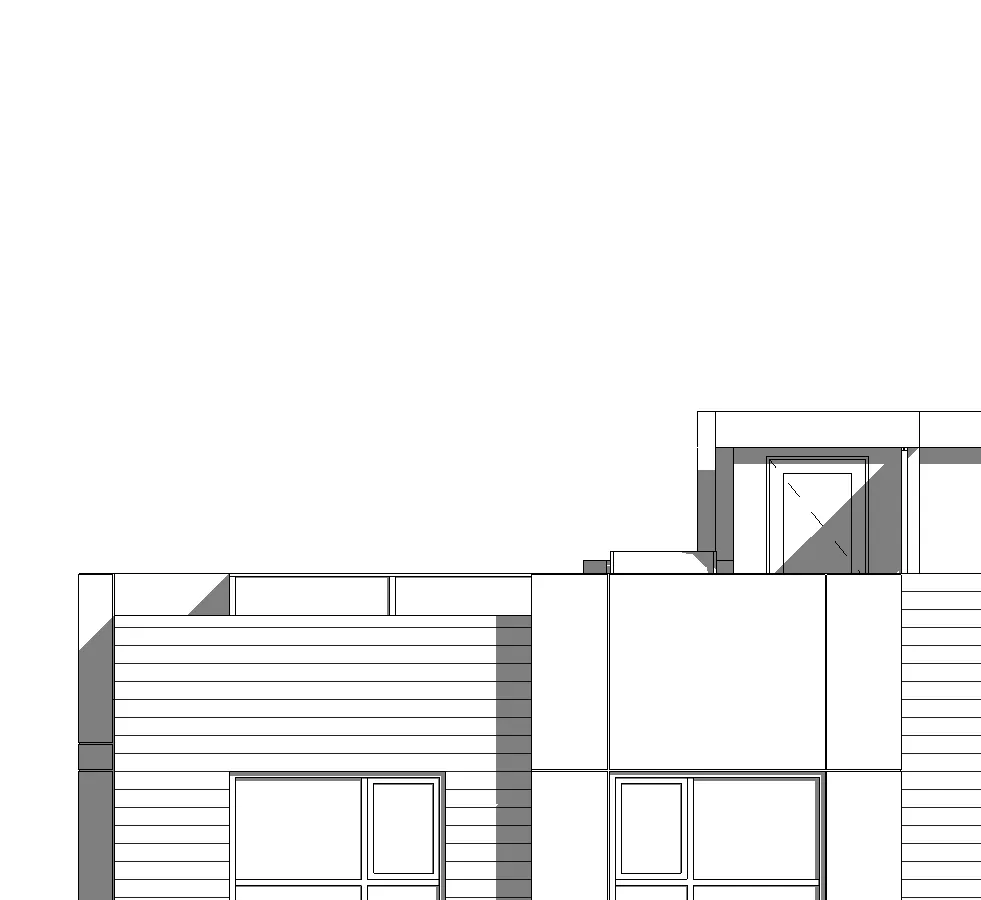 Mid-level section detail through building facade