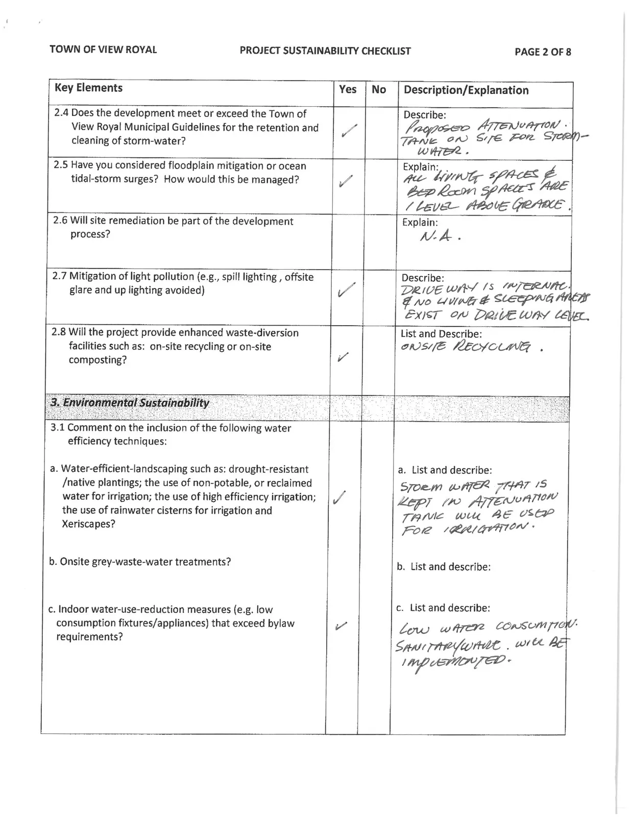 Project Sustainability Checklist Page 2