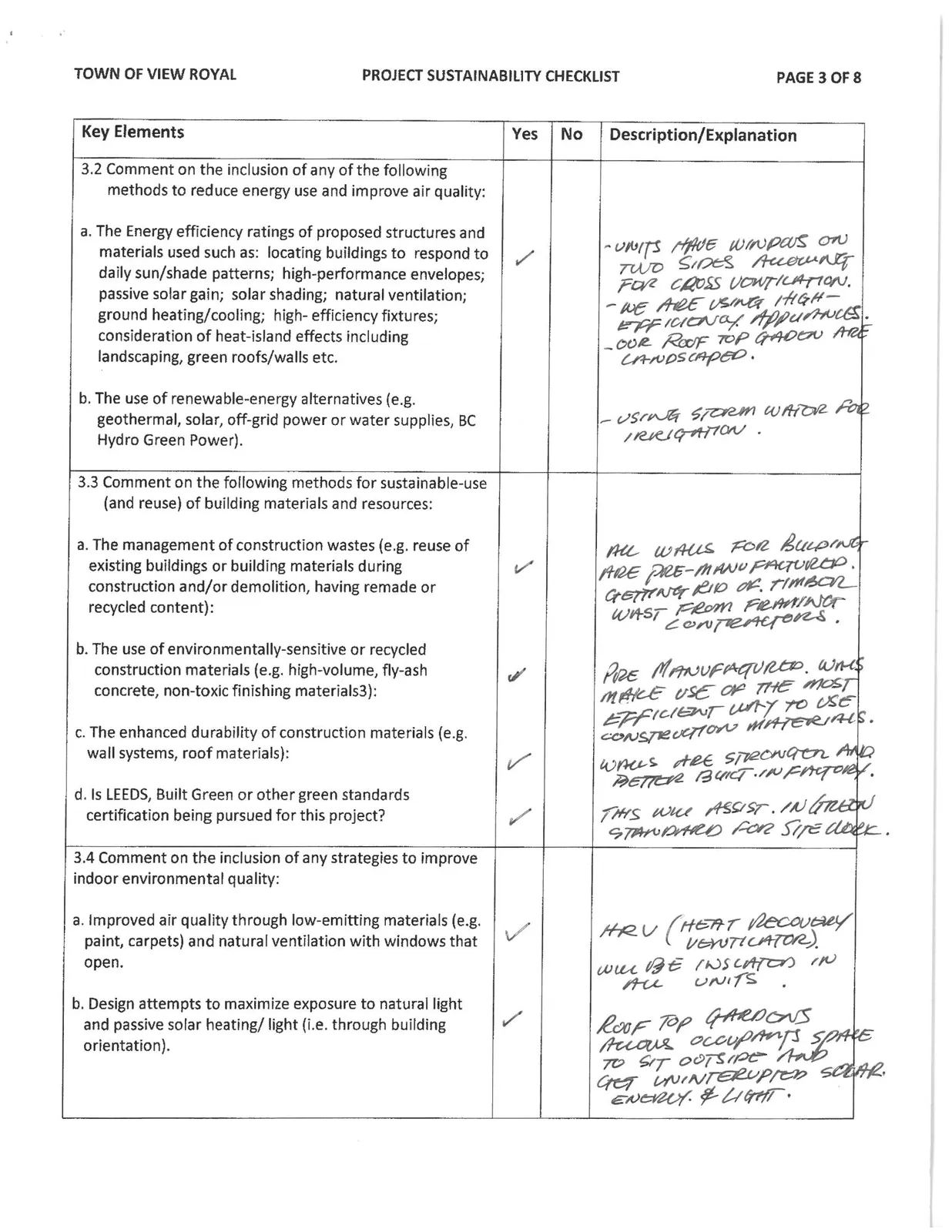 Project Sustainability Checklist Page 3