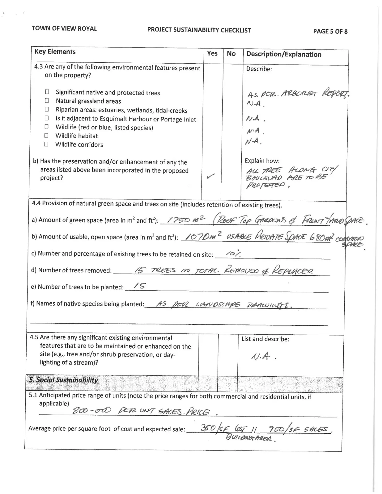 Project Sustainability Checklist Page 5