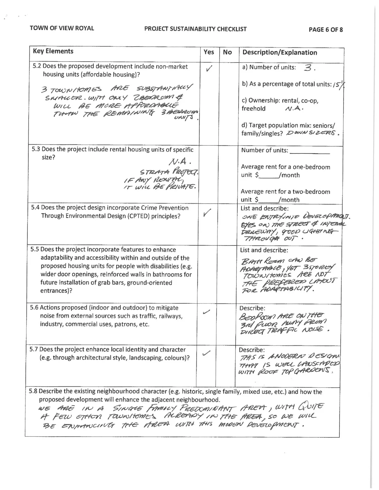 Project Sustainability Checklist Page 6