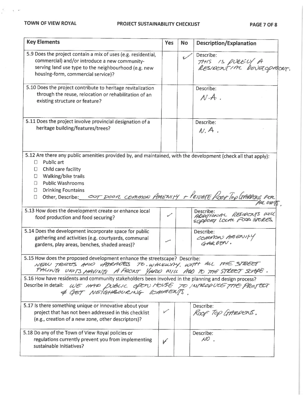 Project Sustainability Checklist Page 7