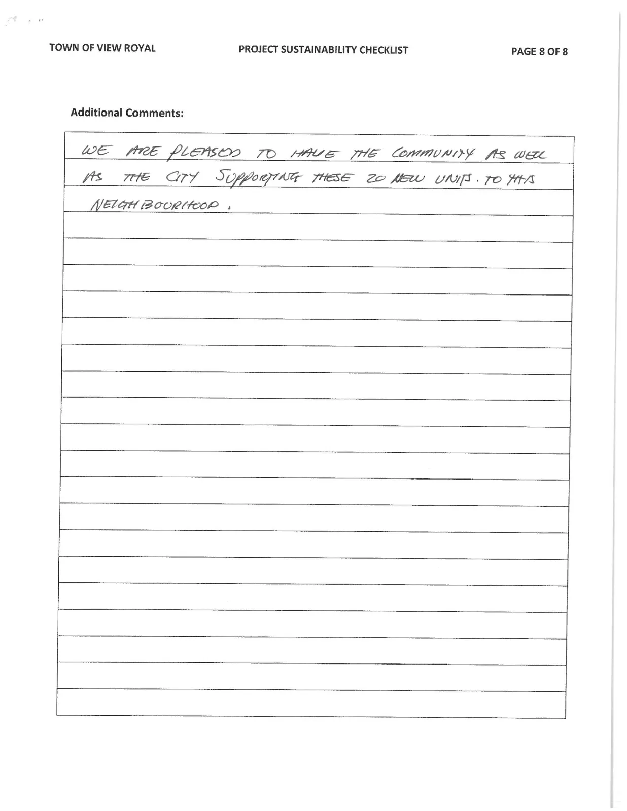 Project Sustainability Checklist Page 8
