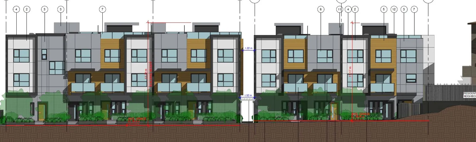 Architectural drawing of the partial south elevation facing Eltham Road