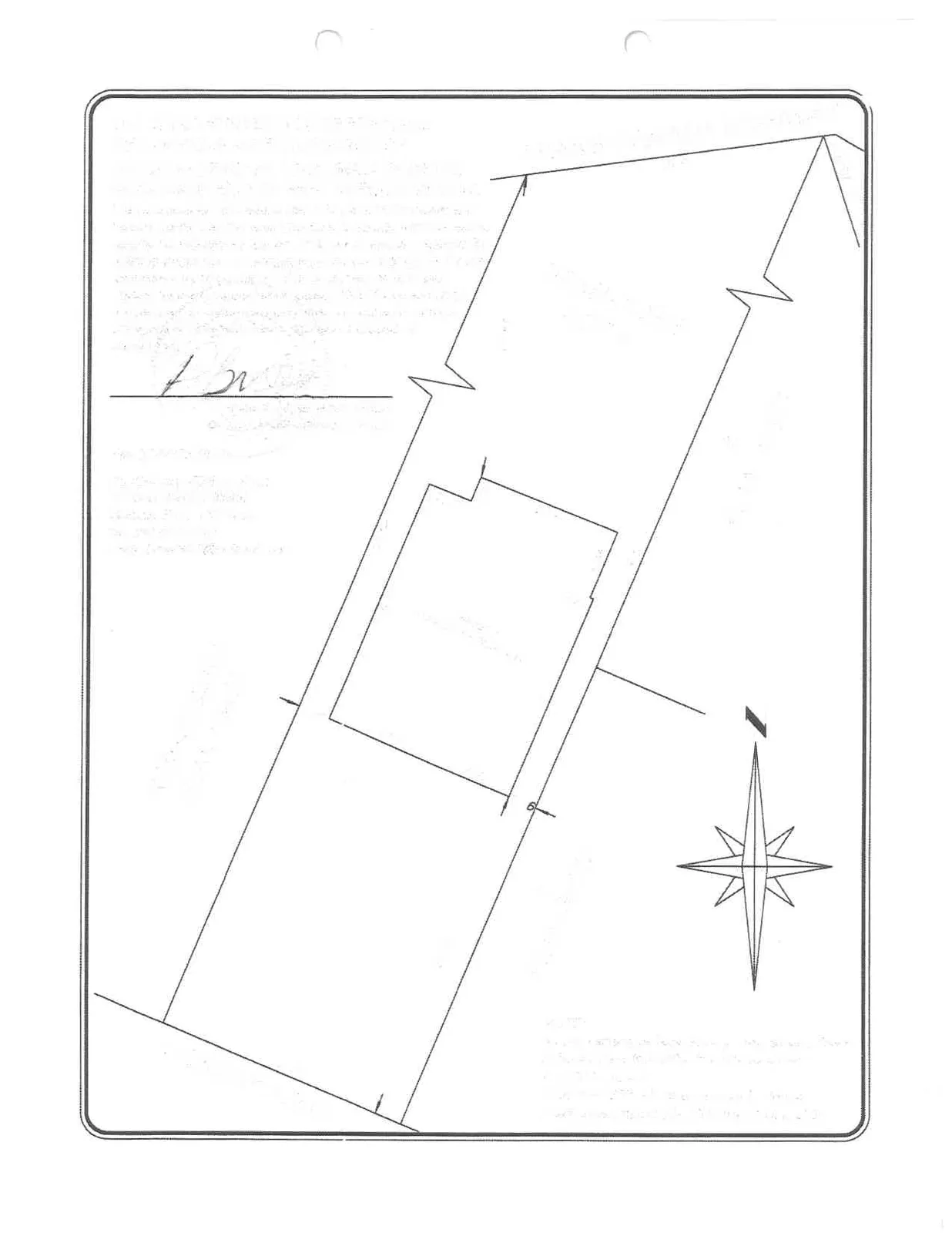 Line drawing of the site plan showing property boundaries and foundation footprint