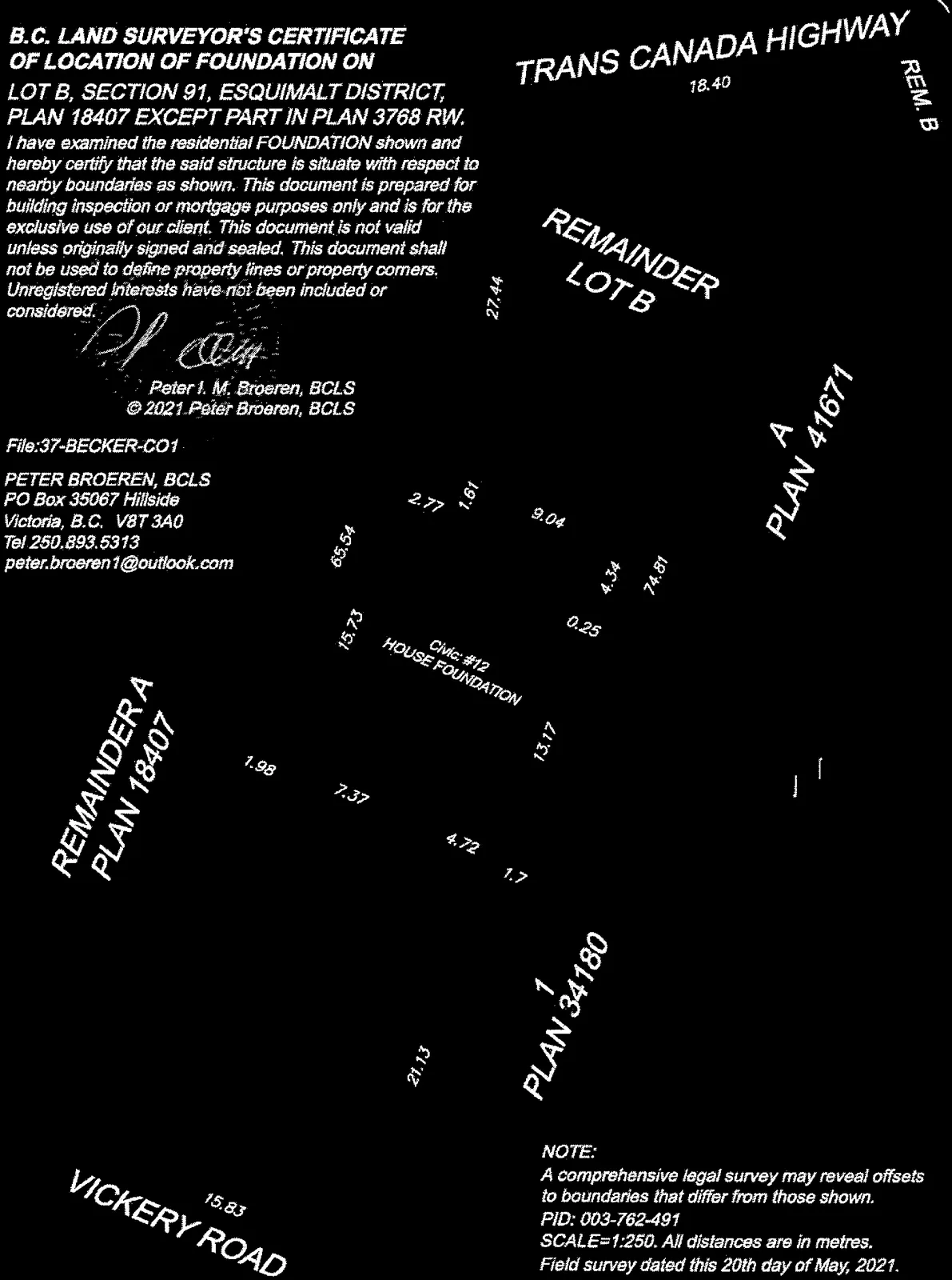 High-contrast version of the certificate text and survey map labels