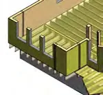 Detail 1/S4 - typical cross-section of foundation wall with floor system and footing