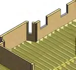Detail 5/S4 - section showing joist hanger and floor framing over foundation wall