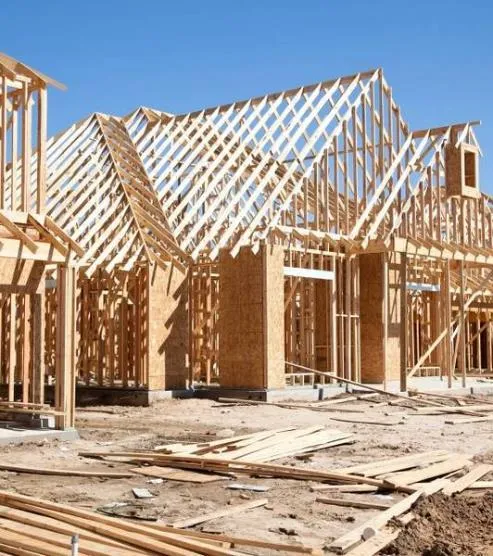 Wooden frame of a house under construction