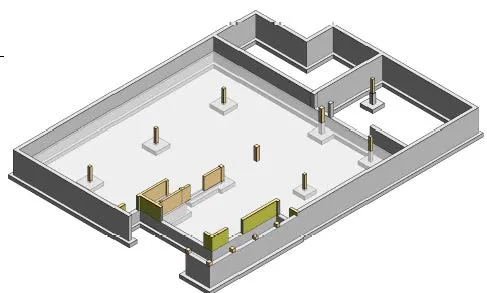 3D rendering of the building foundation