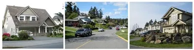 Photos showing various detached residential houses and townhomes