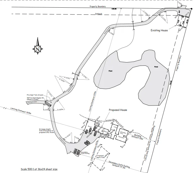 Site plan showing location of the existing and proposed dwelling units