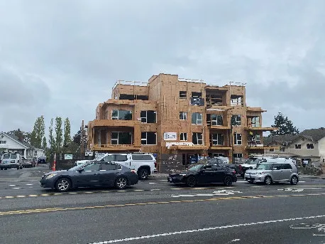 Construction photo of the multi-unit residential building at 244 Island Hwy