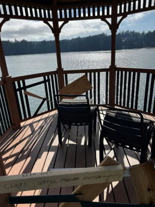 View of and from gazebo at Gibraltar Bay Strata