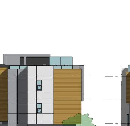 South Elevation view facing the internal courtyard (Buildings 1 and 2)