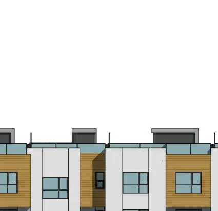 Elevation detail of Building 4 showing architectural features