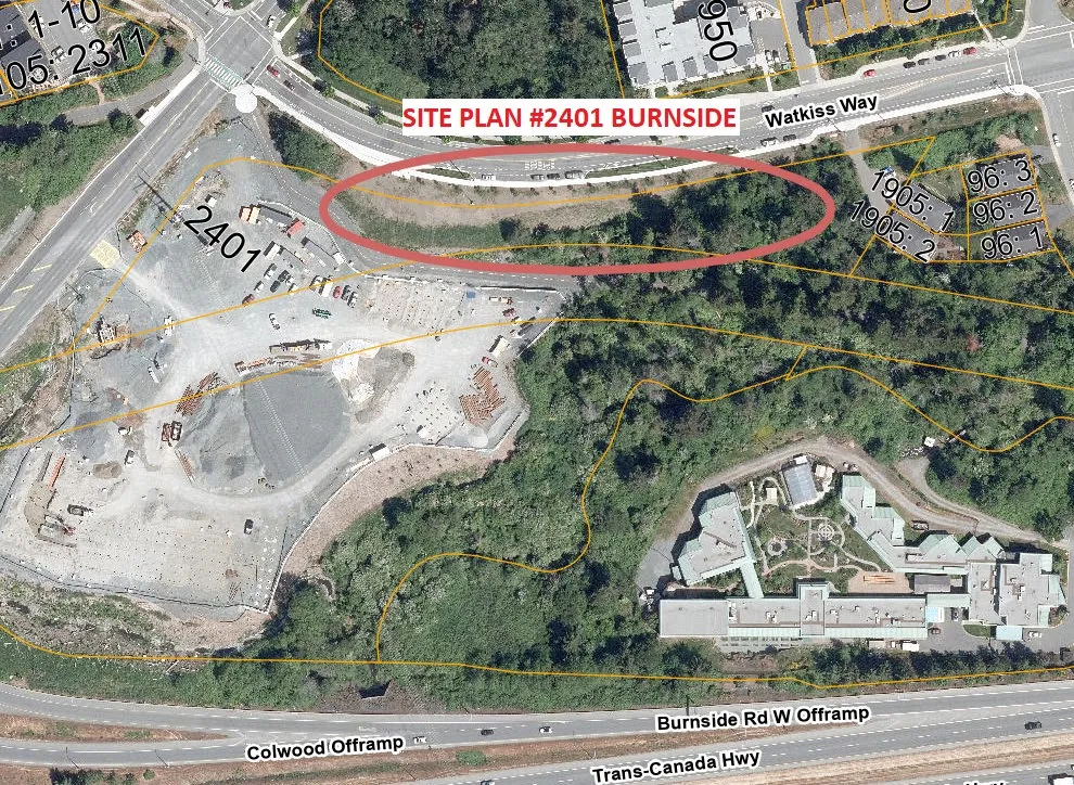 Site Plan #2401 Burnside showing the location of the proposed park