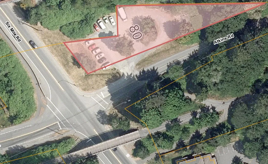 Aerial view map showing the parcel at 80 Atkins Road