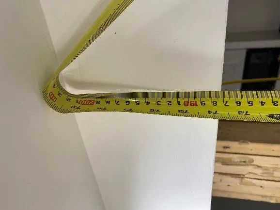 Tape measure showing ceiling height