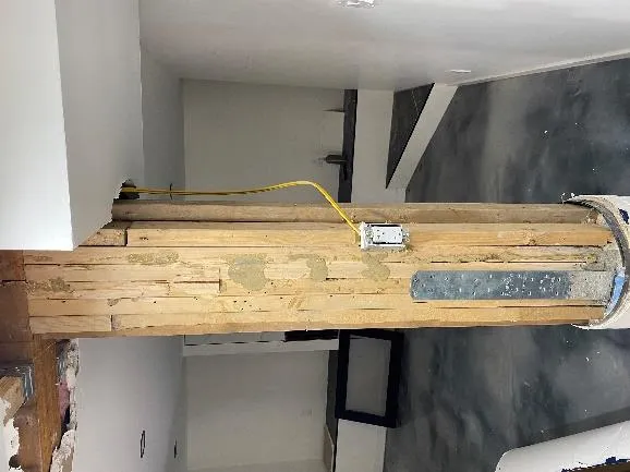View of bearing line where seismic shear wall was removed