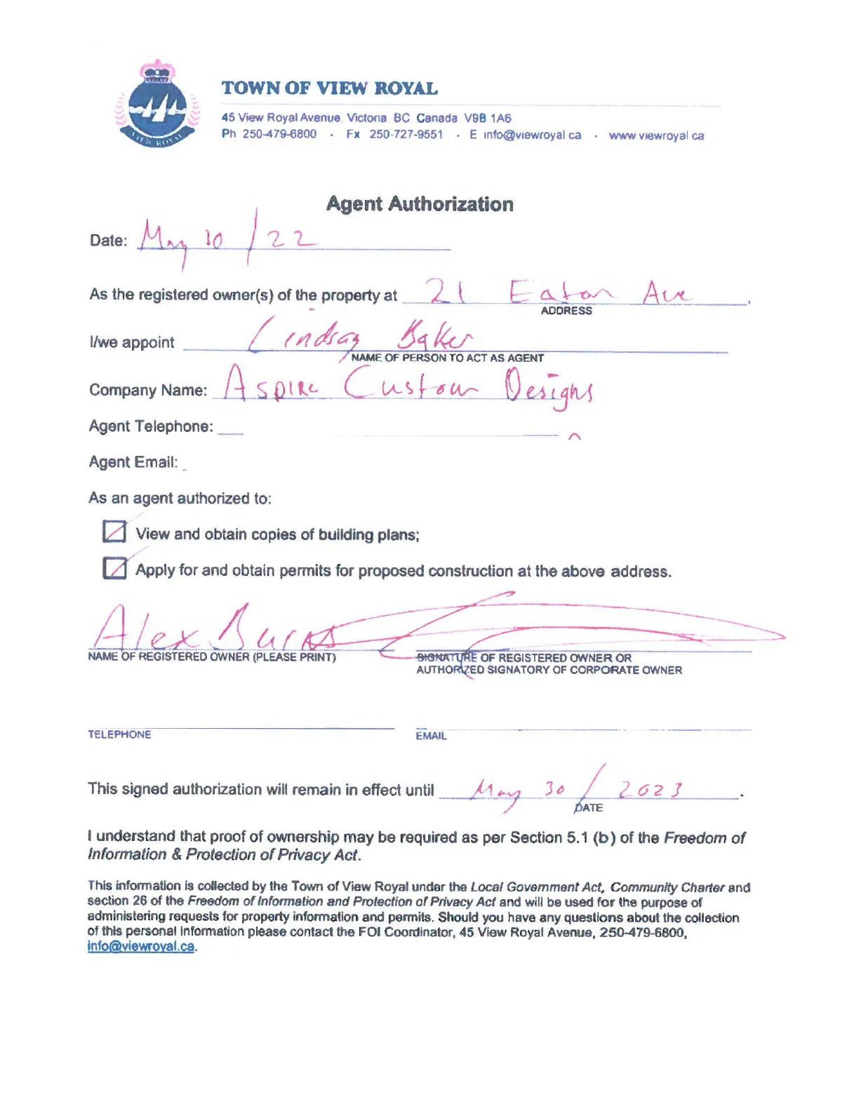 Agent Authorization Form