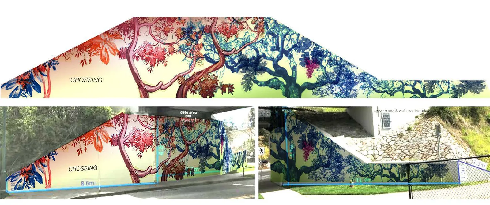 Mural design for the South East Side depicting a Garry Oak and arbutus forest