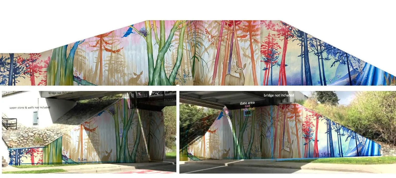 In-situ renderings of the South East Side mural proposal