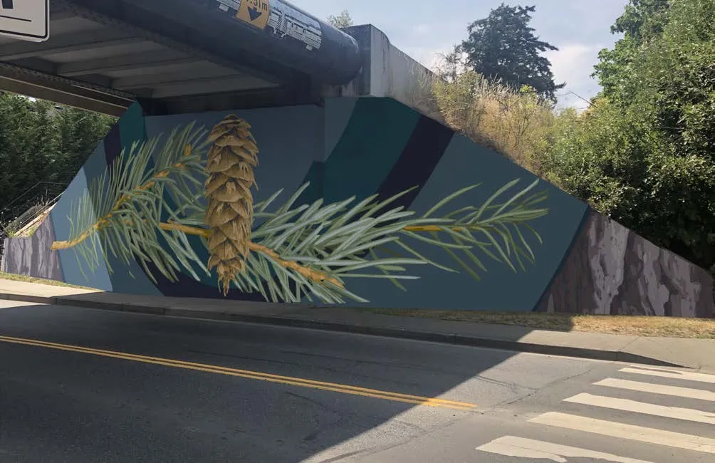 In-situ rendering of Collin Elder's mural proposal for the North West Side