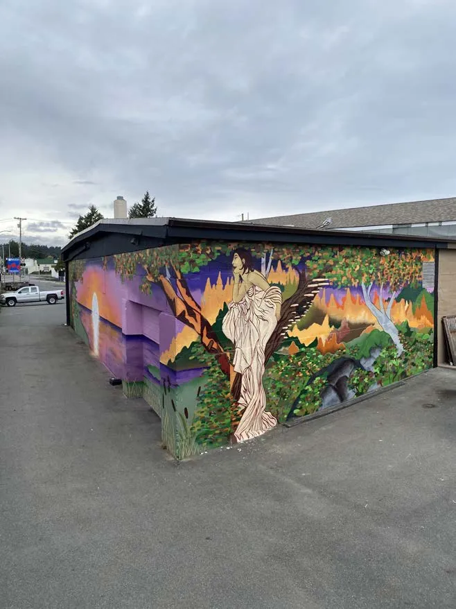 Rendering of the South East Side mural proposal from under the bridge