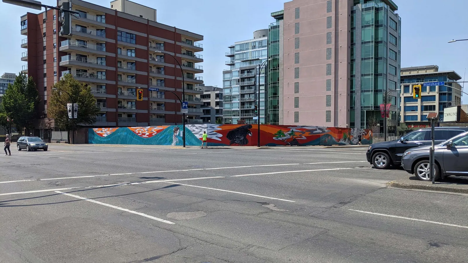 Rendering of the North West Side mural proposal from across the street