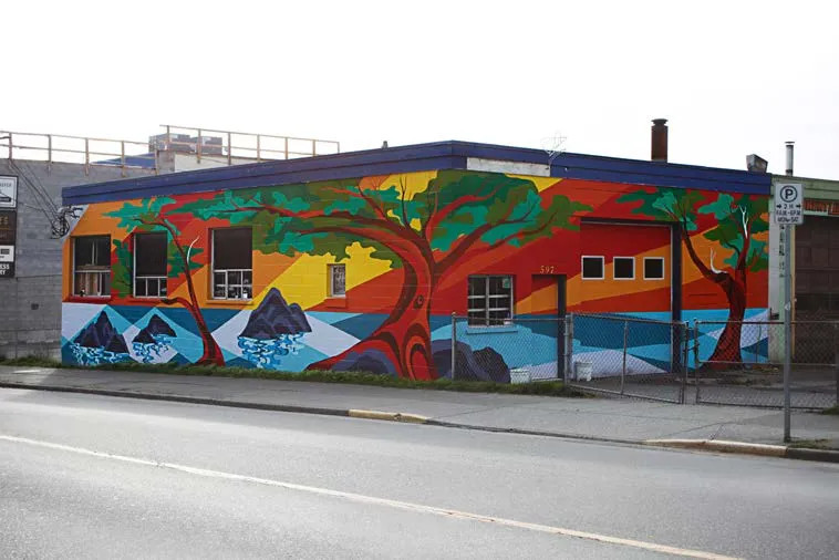 Rendering of the South East Side mural proposal from across the street