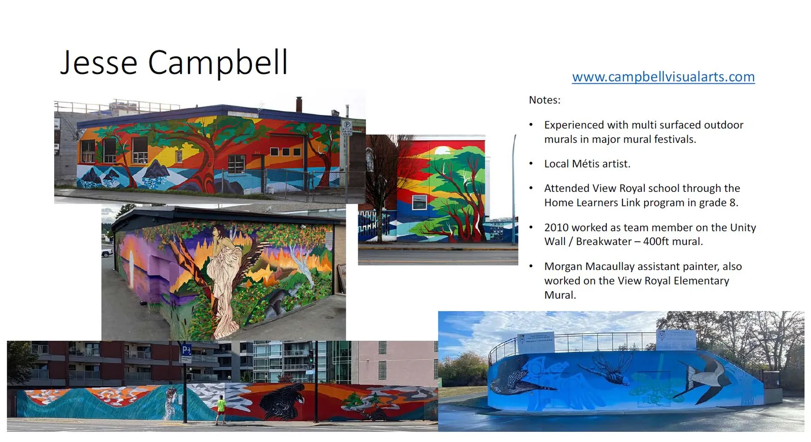 Portfolio of previous outdoor mural projects by Jesse Campbell