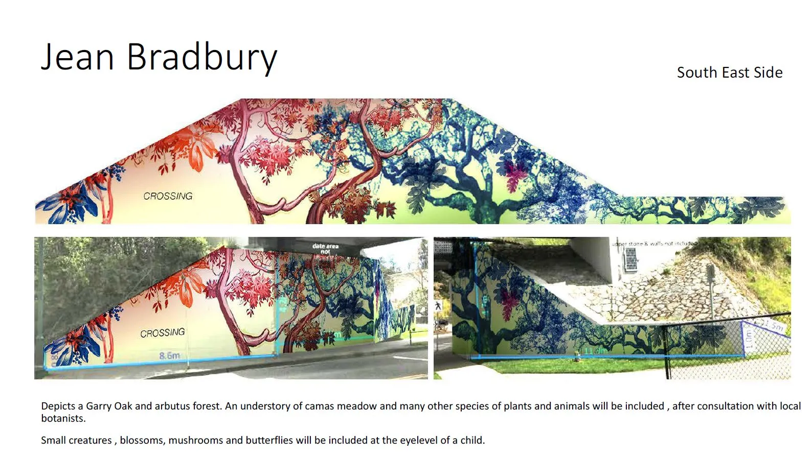 Mural design rendering and mockups for the South East side by Jean Bradbury
