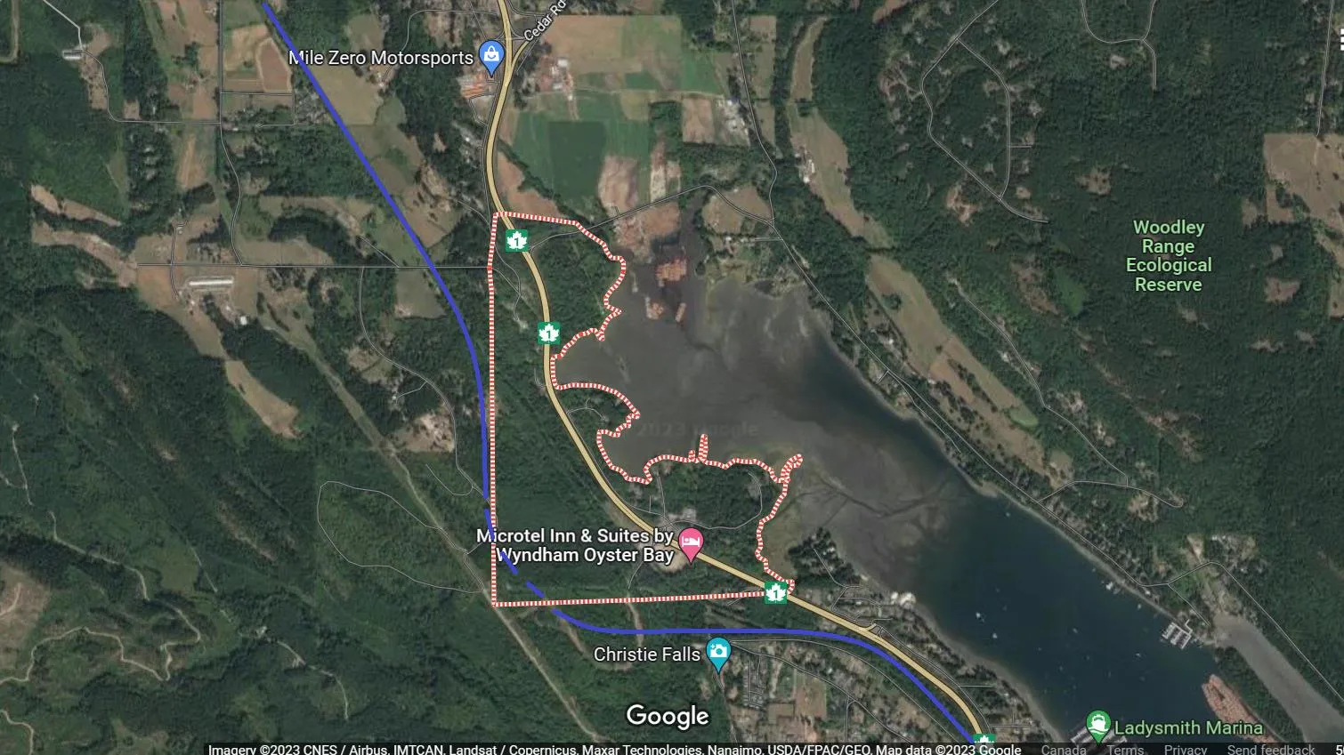 Map showing the proposed underground rail corridor near the Stz’uminus First Nation reserve