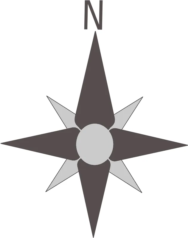 Compass rose indicating North.