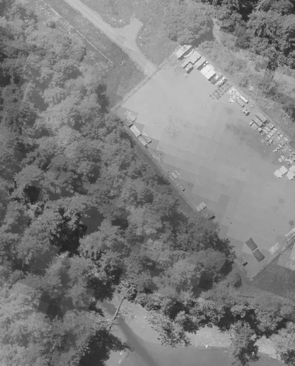 Aerial view of building rooftops
