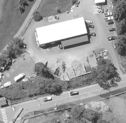 Aerial view of a building rooftop