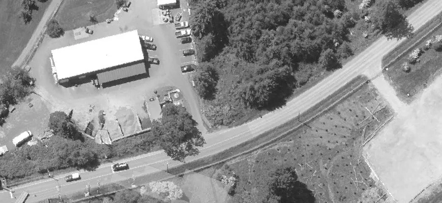 Aerial view of building rooftops