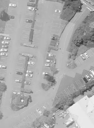 Aerial view of Island Highway Bridge crossing water