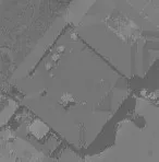 Aerial view of a parking lot area