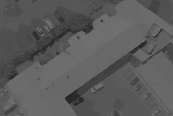 Aerial view of a building rooftop