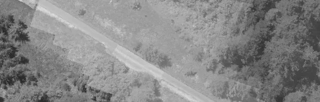Aerial view of a long building roof