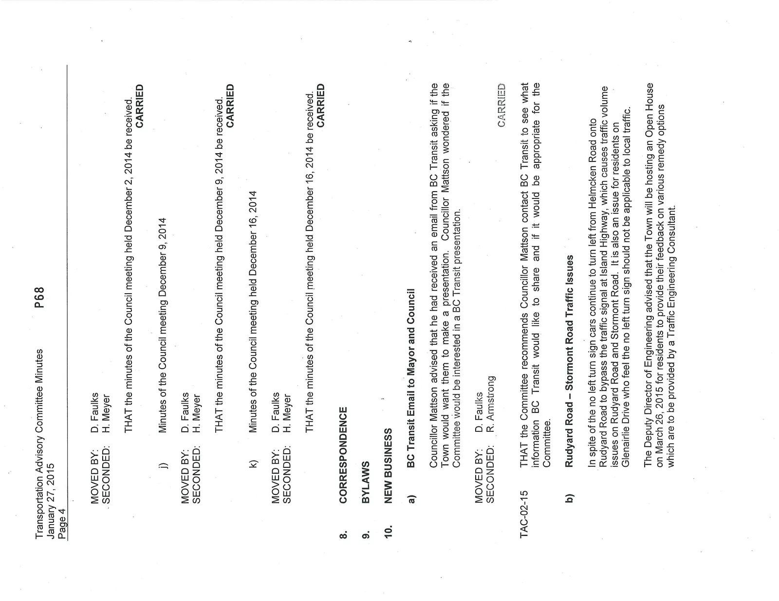 Fourth page of Transportation Advisory Committee meeting minutes for January 27, 2015