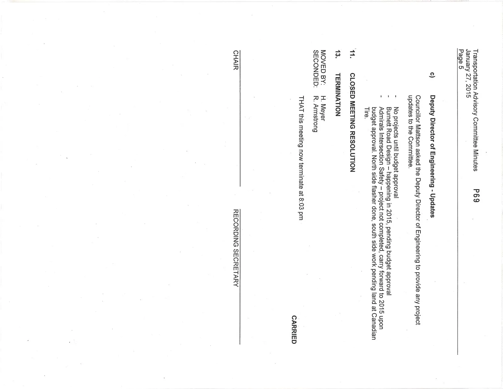 Fifth page of Transportation Advisory Committee meeting minutes for January 27, 2015