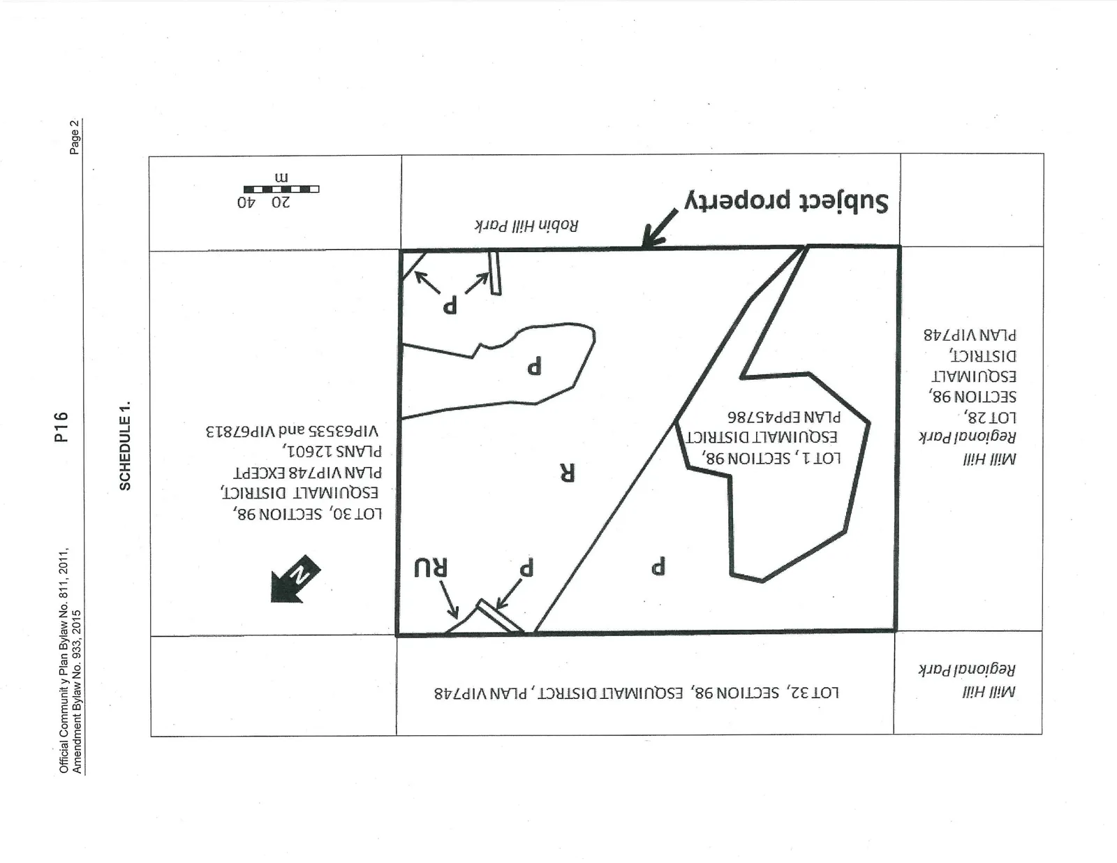 Zoning map showing the Subject property and surrounding parcels, including Mill Hill Regional Park and Robin Hill Park.