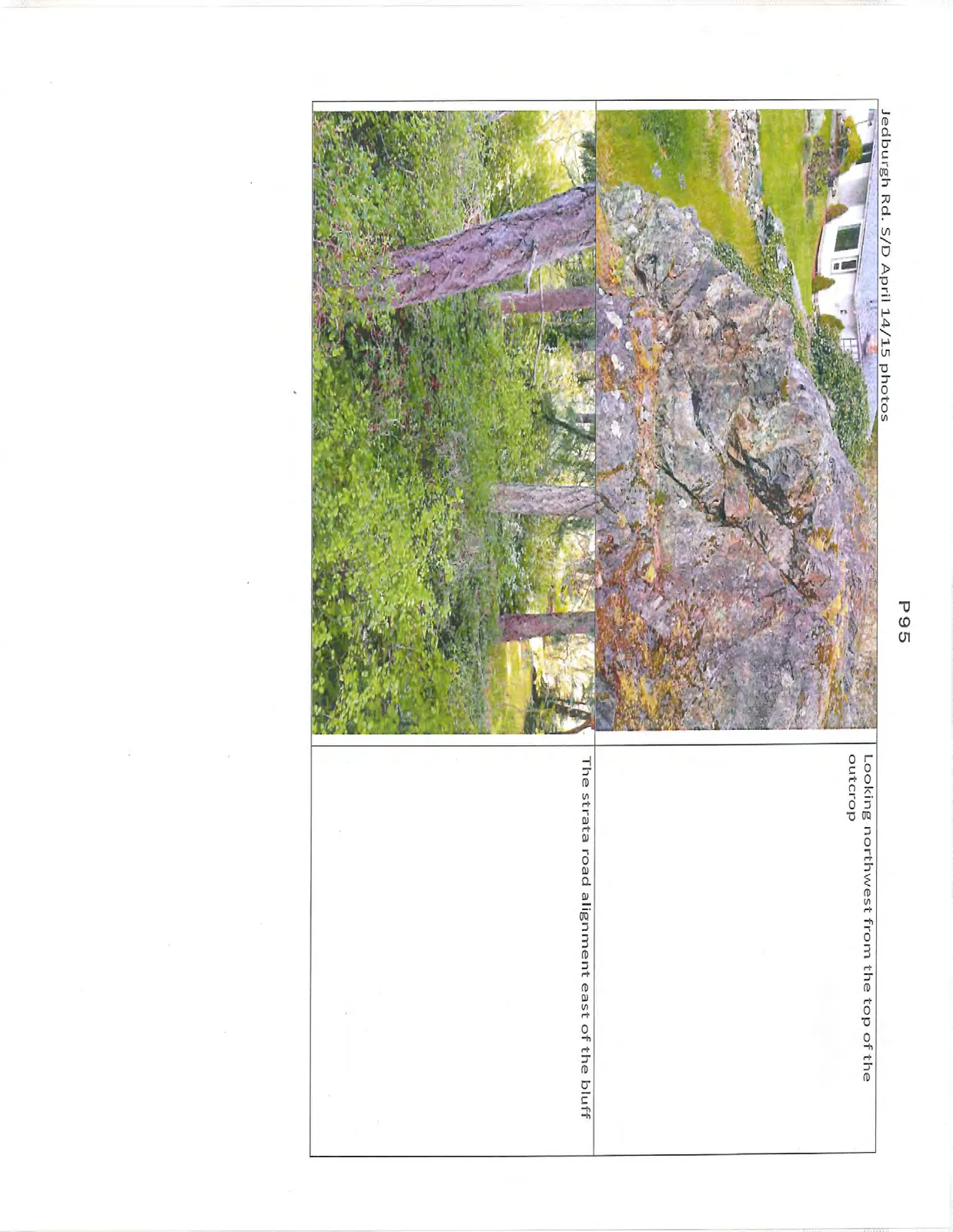 Photo of a large rock outcrop with a white house in the background