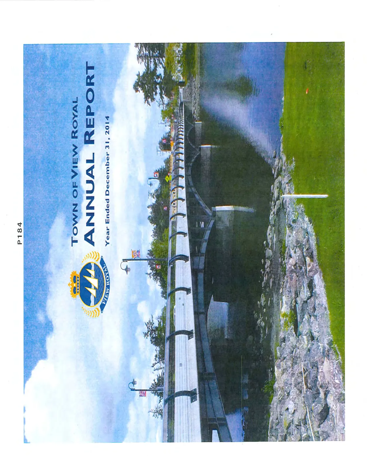 Cover of the Town of View Royal 2014 Annual Report featuring the Craigflower Bridge