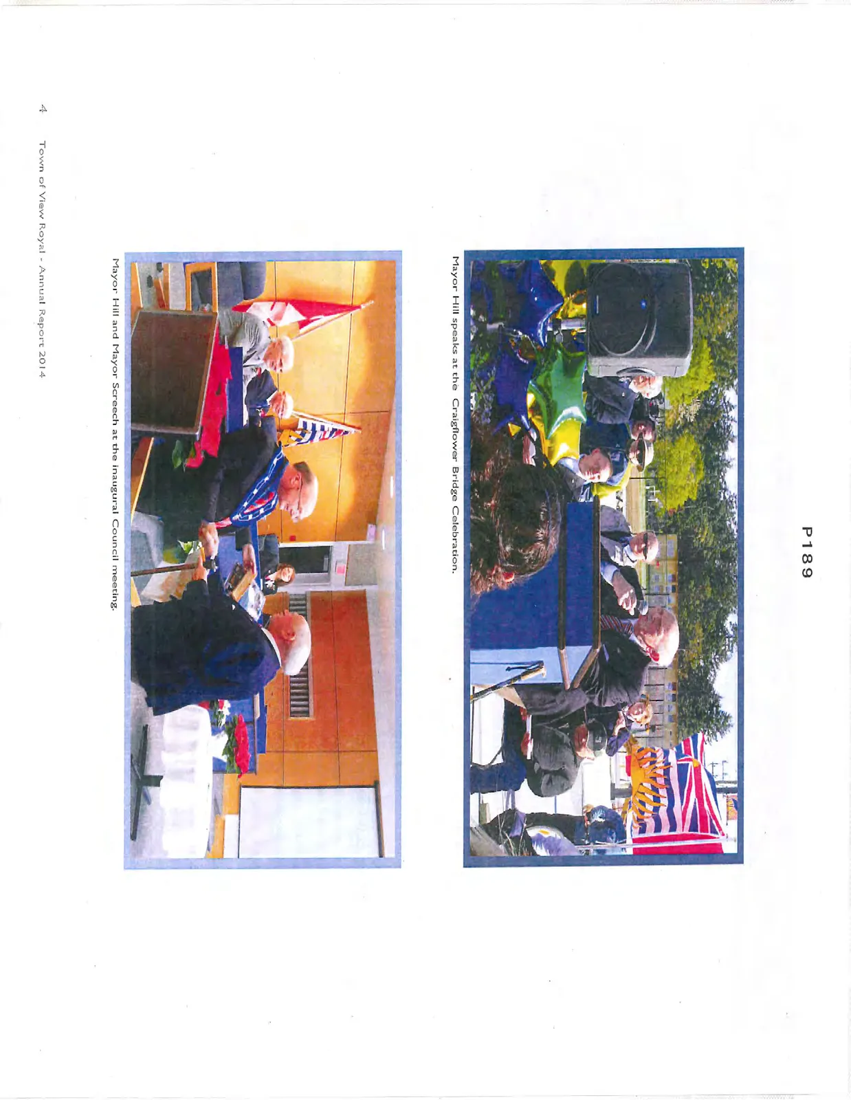 Photo of Mayor Hill speaking at the Craigflower Bridge Celebration